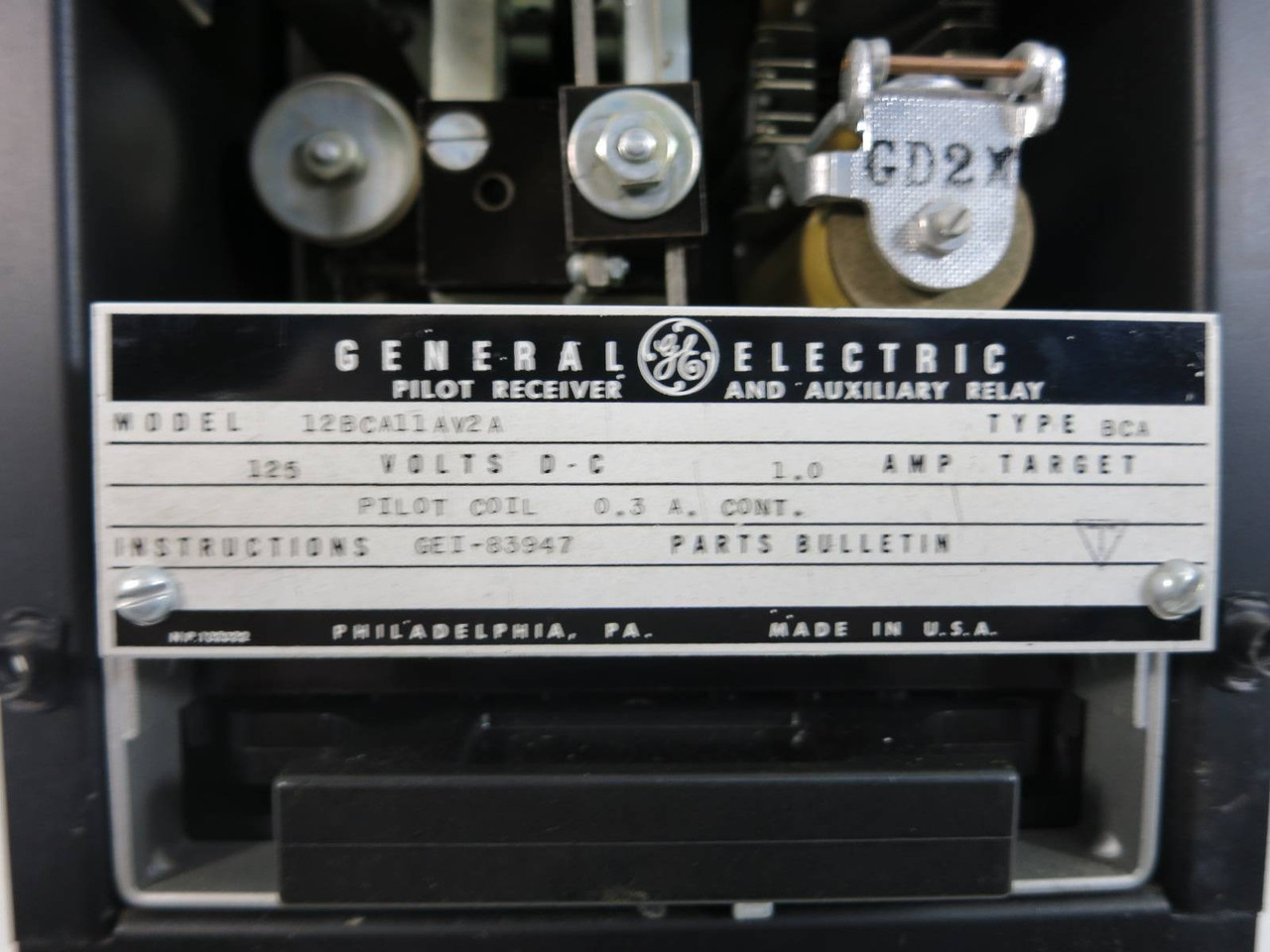 General Electric 12BCA11AV2A Pilot Receiver and Auxiliary Relay GE 125Vdc BCA (TK4579-2)