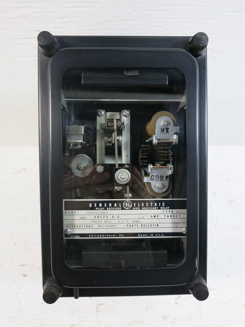 General Electric 12BCA11AV2A Pilot Receiver and Auxiliary Relay GE 125Vdc BCA (TK4579-2)