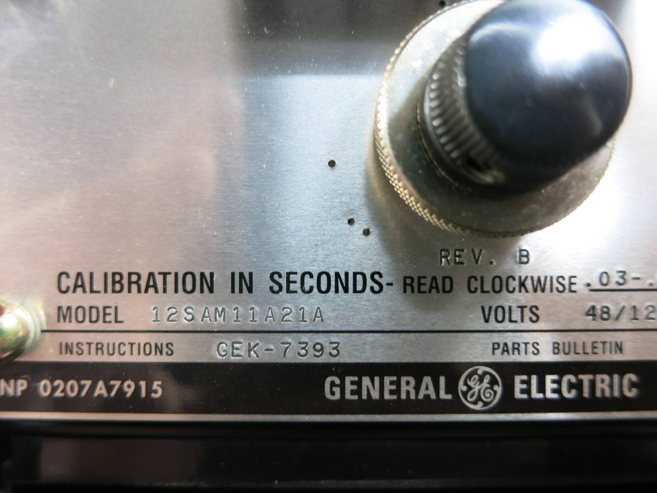 General Electric 12SAM11A21A Calibration in Seconds Relay GE Type SAM Relay (TK4587-1)