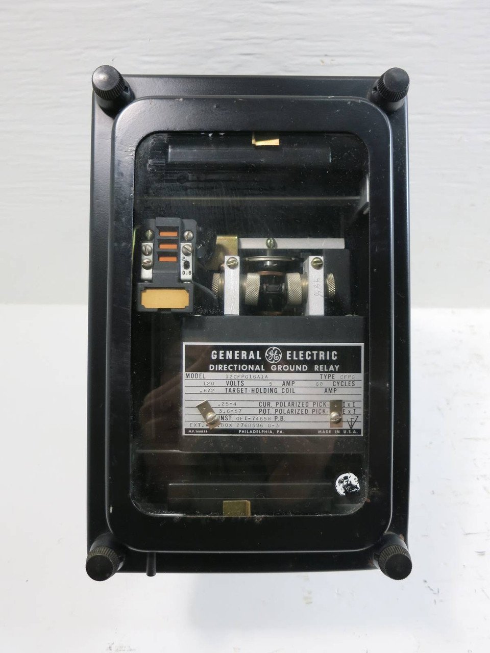 General Electric 12CFPG16A1A Directional Ground Relay GE 120V 5A Type CFPG (TK4594-1)