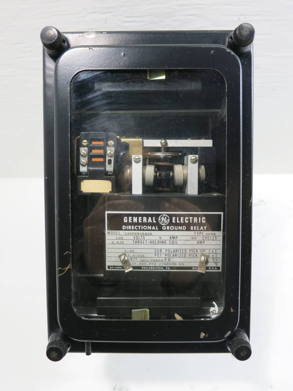 General Electric 12CFPG16A2A Directional Ground Relay GE 120V 5A Type CFPG (TK4593-2)