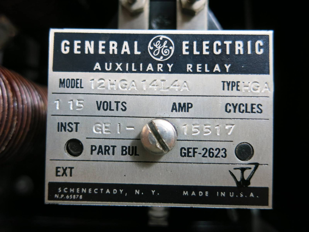 General Electric 12HGA14L4A Auxiliary Relay GE 115V Type HGA (TK4601-1)