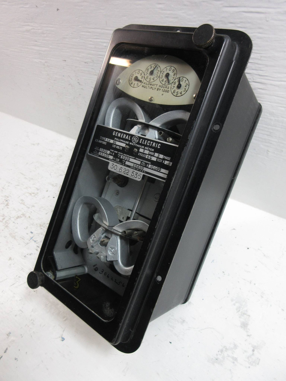 General Electric DS-34 Polyphase Watthour Meter 2.5A 120V 3W 3PH 60Cy Watt Hour (TK4618-5)