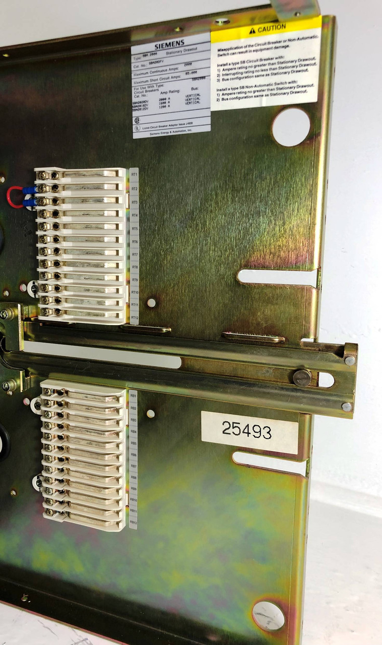 Siemens SBA20DFV Type SBA 2000 Amp Stationary Drawout SBA SBS SBH Breaker 2000A (EM3277-7)