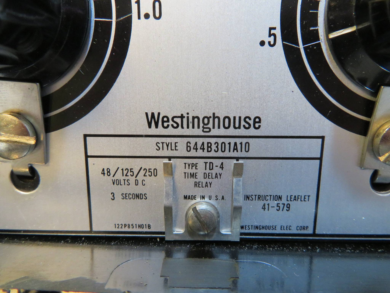Westinghouse Type TD-4 Time Delay Relay Style 644B301A10 ABB 48/125/250VDC (NP2210-6)