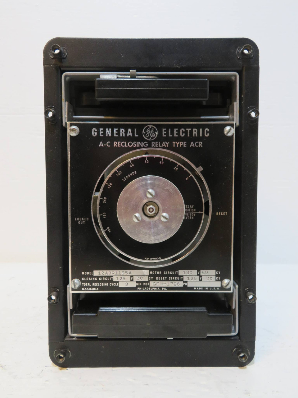 General Electric 12ACR11B5A A-C Reclosing Relay Type ACR GE 120V 12ACR-11B5A (NP2211-5)