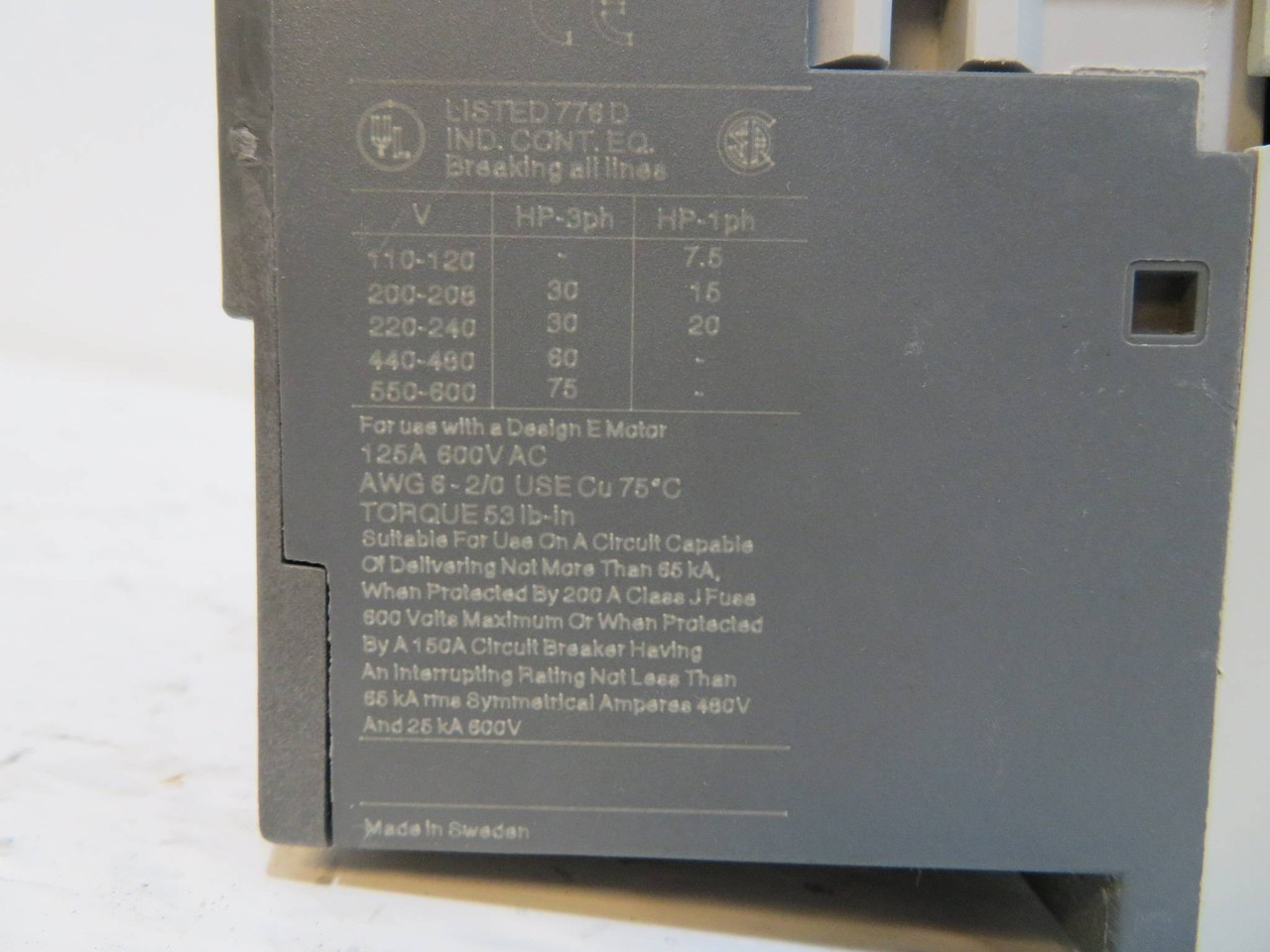 ABB AE95-30 Contactor 600V 145 Amp 75 HP 48VDC Coil AE19530 160A 24 V 30 HP (NP2222-13)