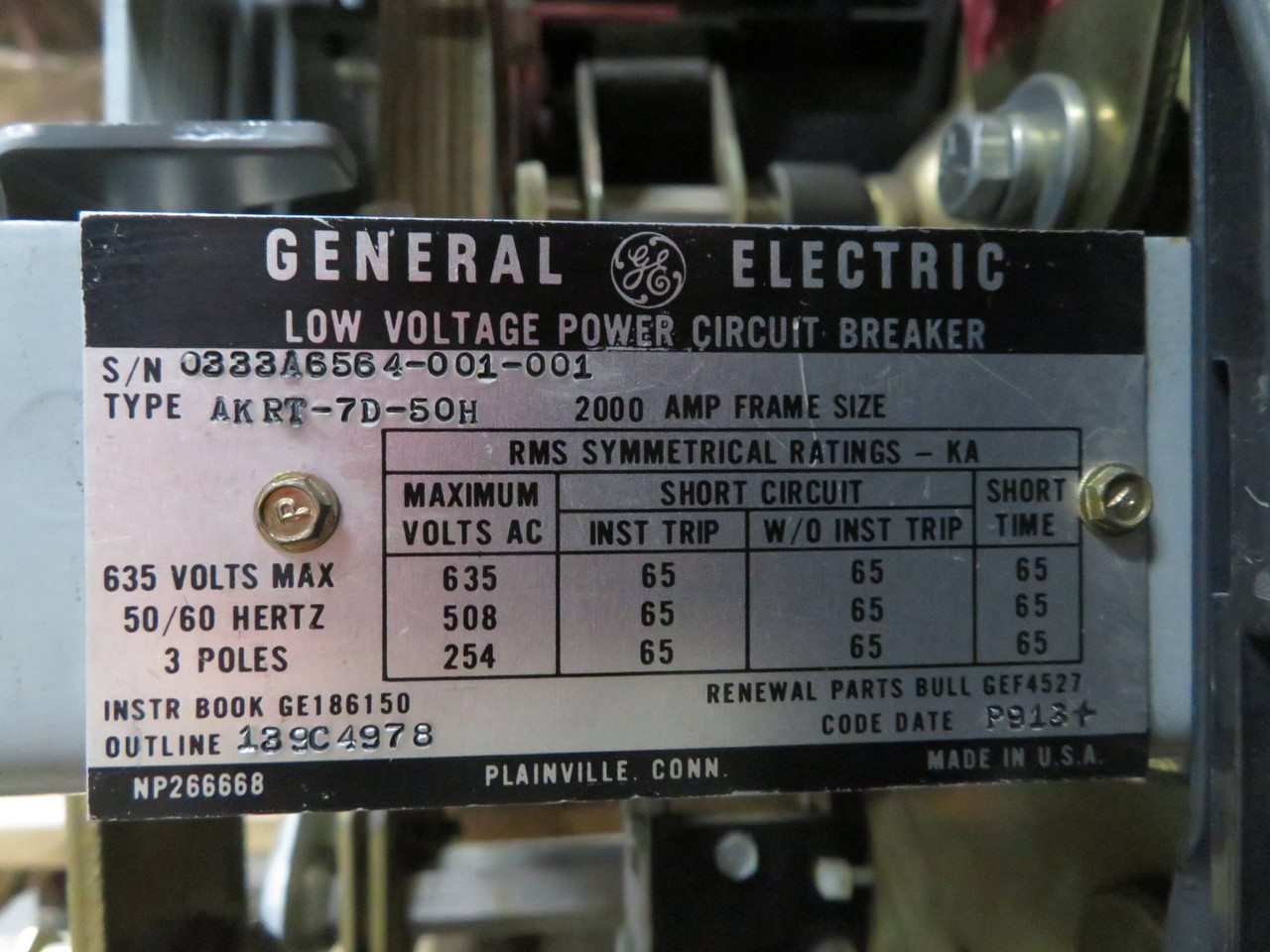 GE AKRT-7D-50H 2000A Breaker LI RMS-9 TS20LI EO DO 2000 Amp AKRT7D50H RMS9 Trip (NP2233-4)