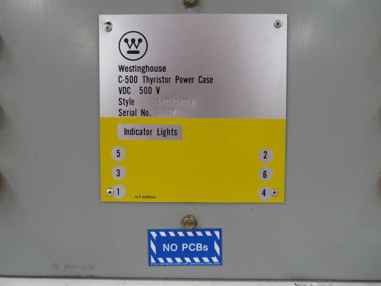 Westinghouse C-500 Thyristor Power Case Style 1413A14G05 500V VDC C500 WH Supply (NP2236-2)