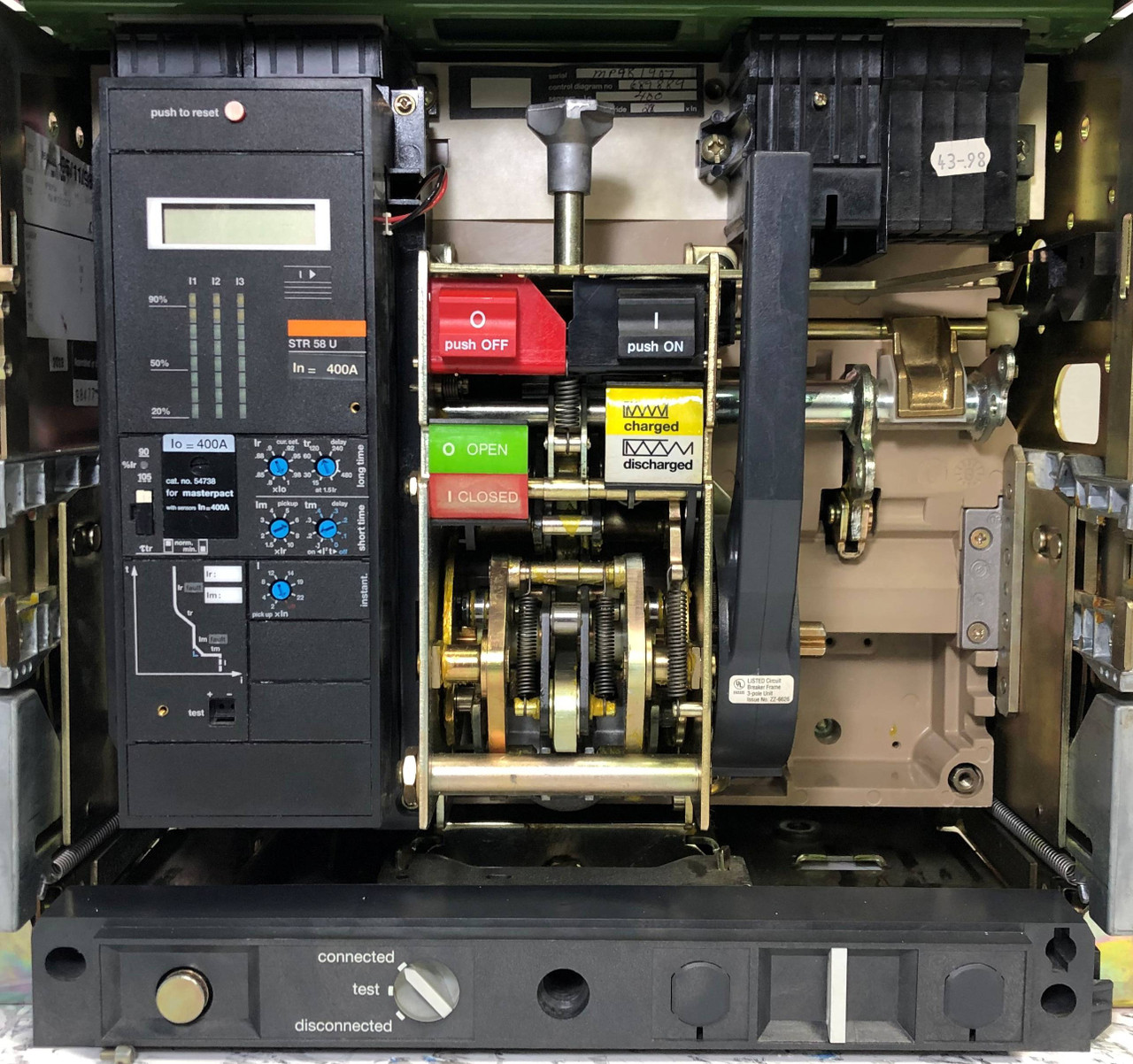 Merlin Gerin MP08H1 800A MasterPact LSI Circuit Breaker in Cradle 400 Amp Plug (EM3351-1)