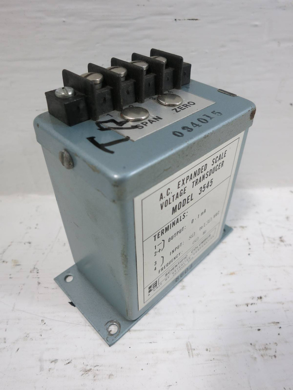Scientific Columbus Model 3545 A.C. Expanded Scale Voltage Transducer Esterline (TK4687-2)
