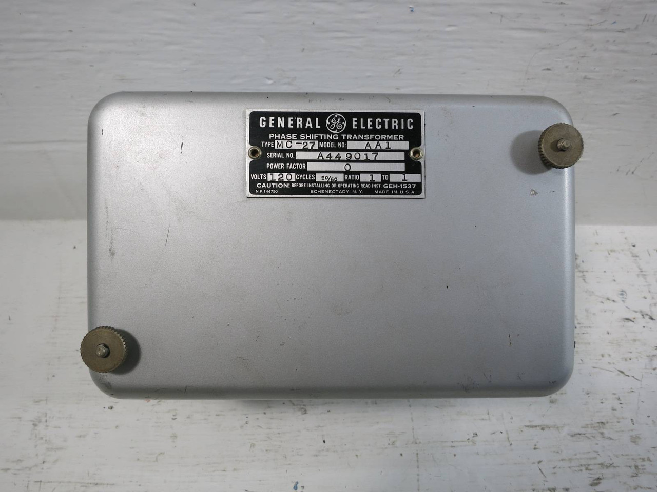 GE AA1 Type MC-27 Phase Shifting Transformer 120V 50/60Hz 1:1 General Electric (TK4680-7)