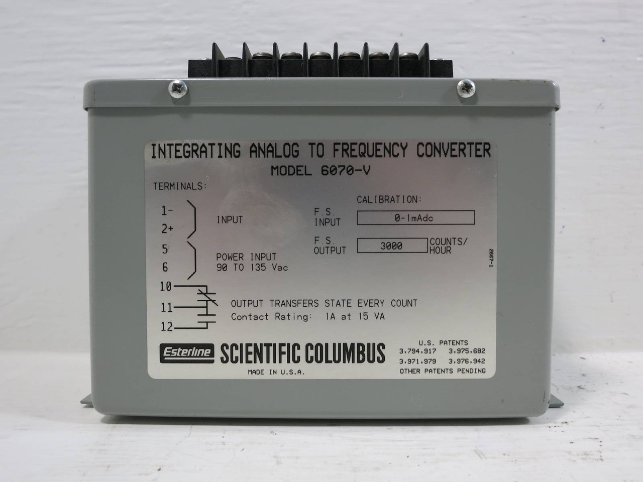 Scientific Columbus 6070-V Integrating Analog to Frequency Converter Esterline (TK4684-2)
