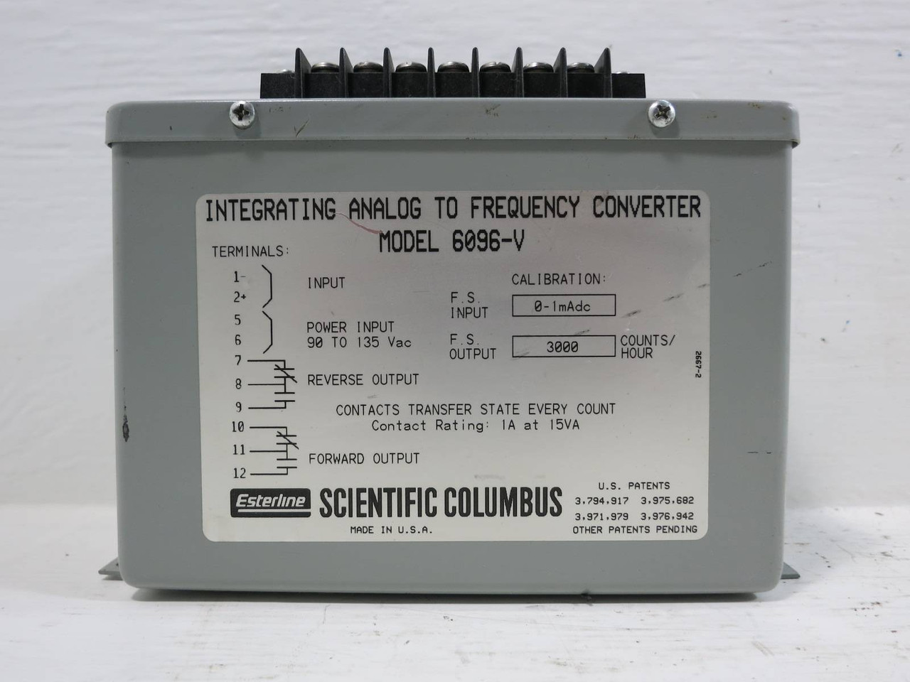Scientific Columbus 6096-V Integrating Analog to Frequency Converter Esterline (TK4685-5)