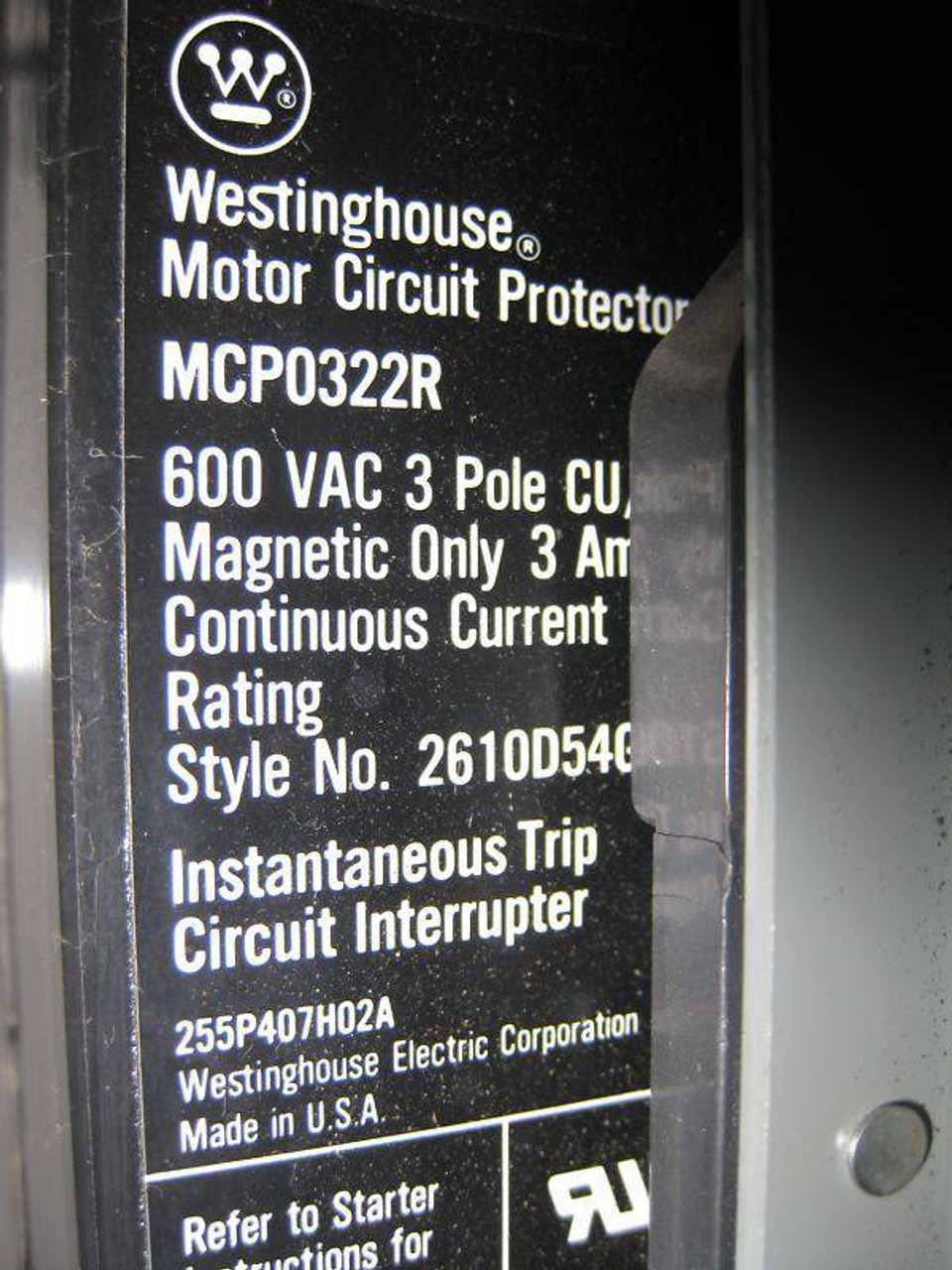 Cutler Hammer F10 Unitrol Size 1 12" MCC Bucket 3A CH Sz1 F-10 3 Amp MCCB (EBI0925-1)