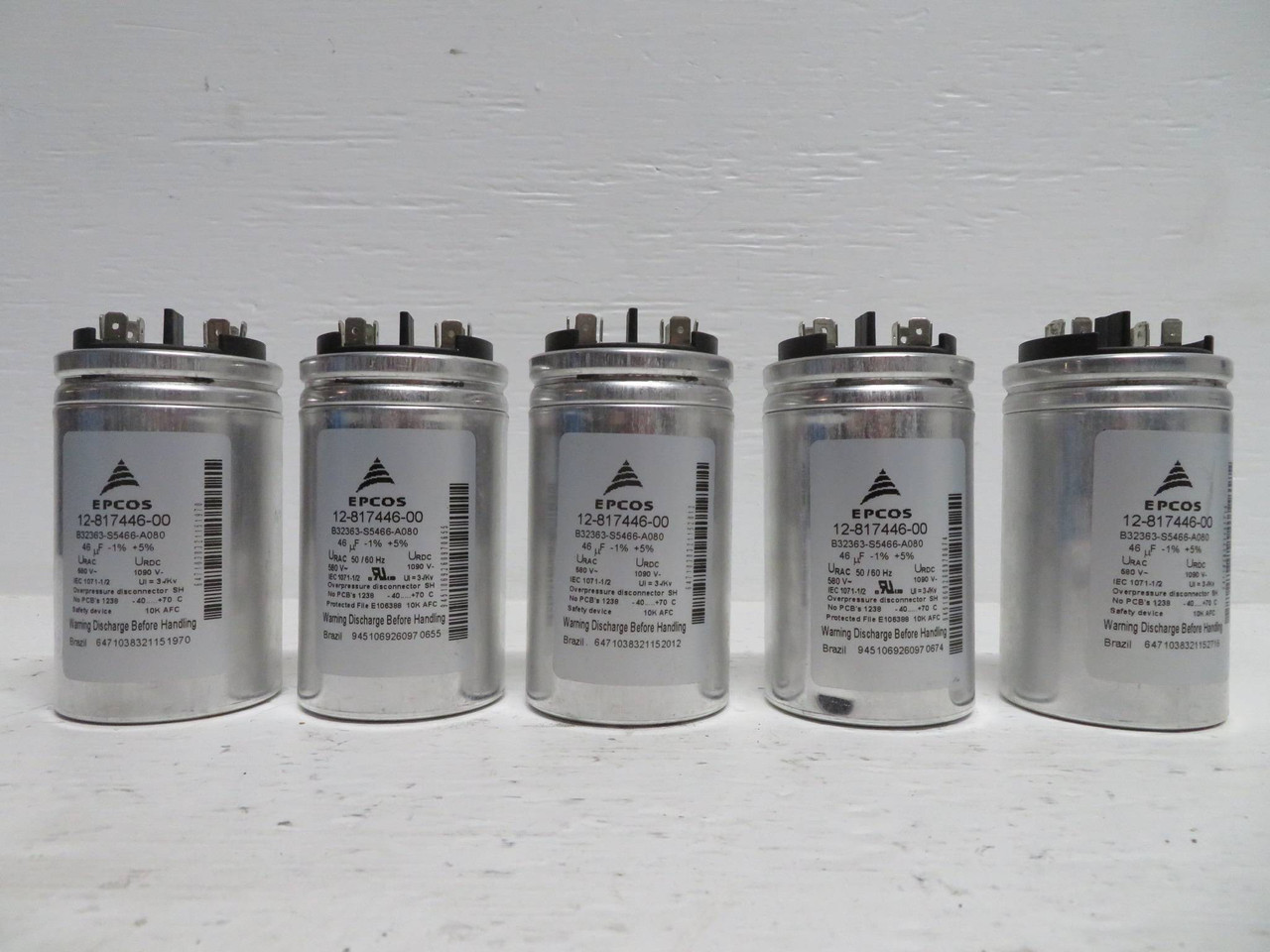 Lot of 5 EPCOS 12-817446-00 Capacitor B32363-S5466-A080 46 uF 580 V 1090 V (NP2292-5)
