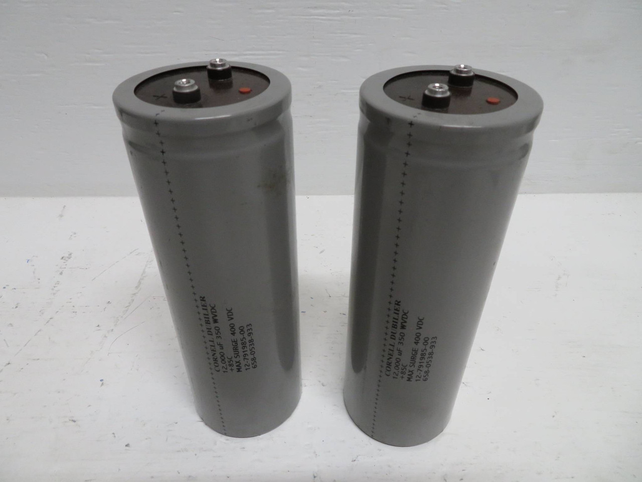 Lot of 2 Cornell Dubilier 12-791985-00 Capacitor 12000 uF 350 W VDC 400 VDC Gray (NP2285-20)