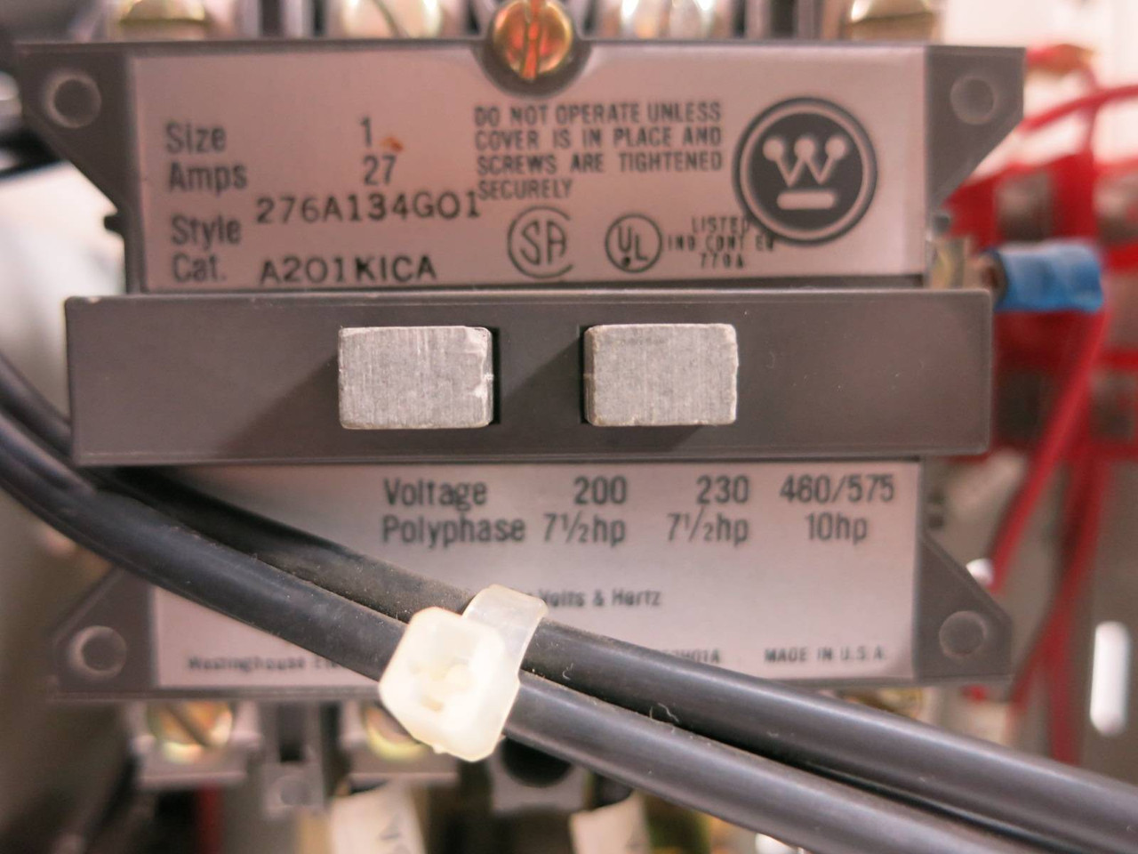 Westinghouse Type W Size 1 FVR Reversing Starter 7 Amp Breaker 18" MCC Bucket (TK4934-3)