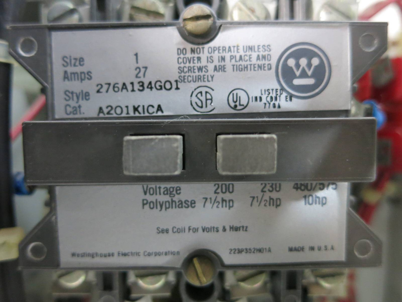 Westinghouse Type W Size 1 FVR Reversing Starter 3 Amp Breaker 18" MCC Bucket (TK4933-1)