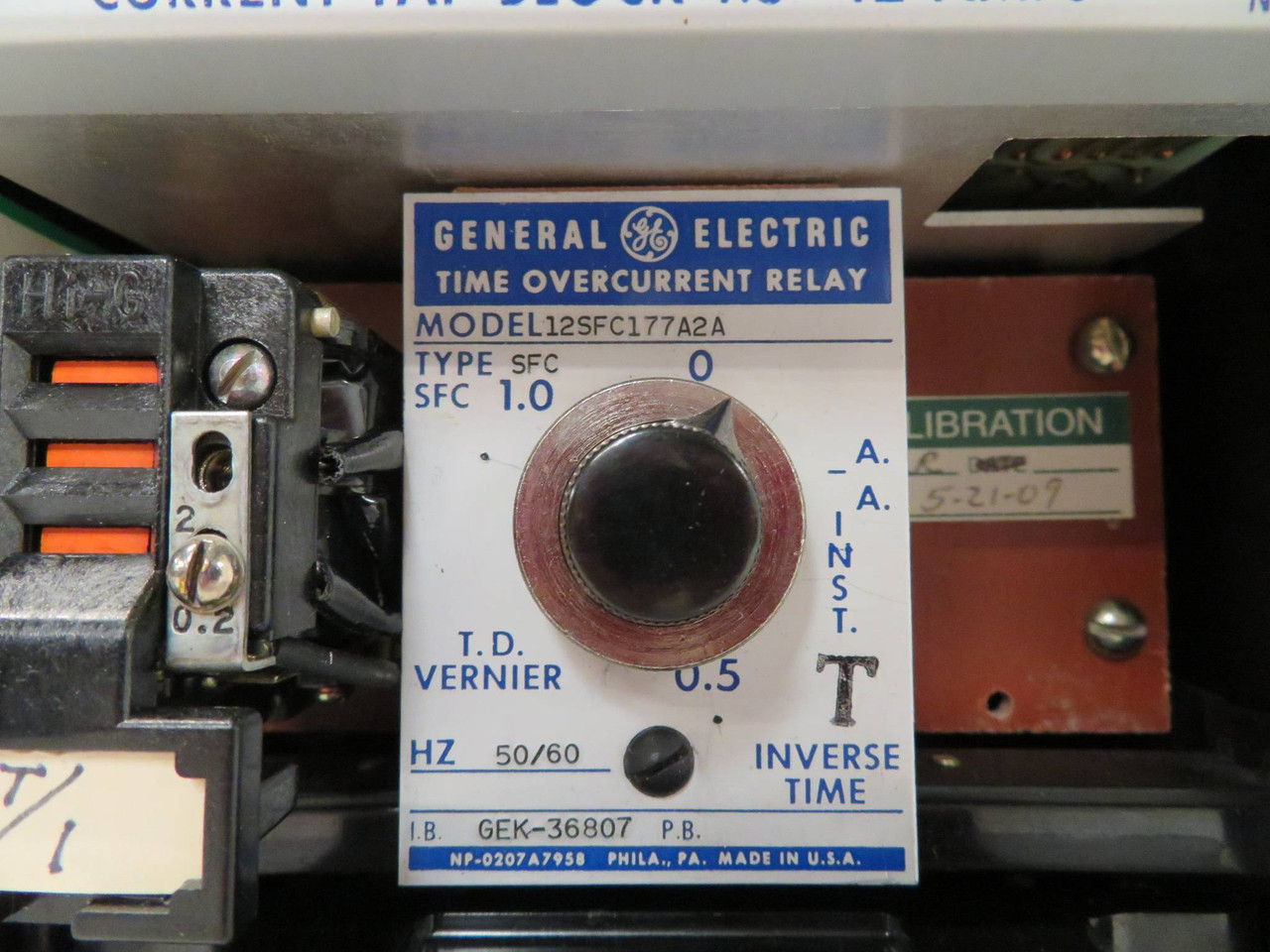 General Electric 12SFC177A2A Time Overcurrent Relay GE SFC 1.0 60 Hz (NP2308-5)