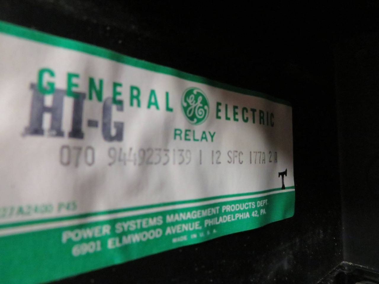 General Electric 12SFC177A2A Time Overcurrent Relay GE SFC 1.0 60 Hz (NP2308-5)
