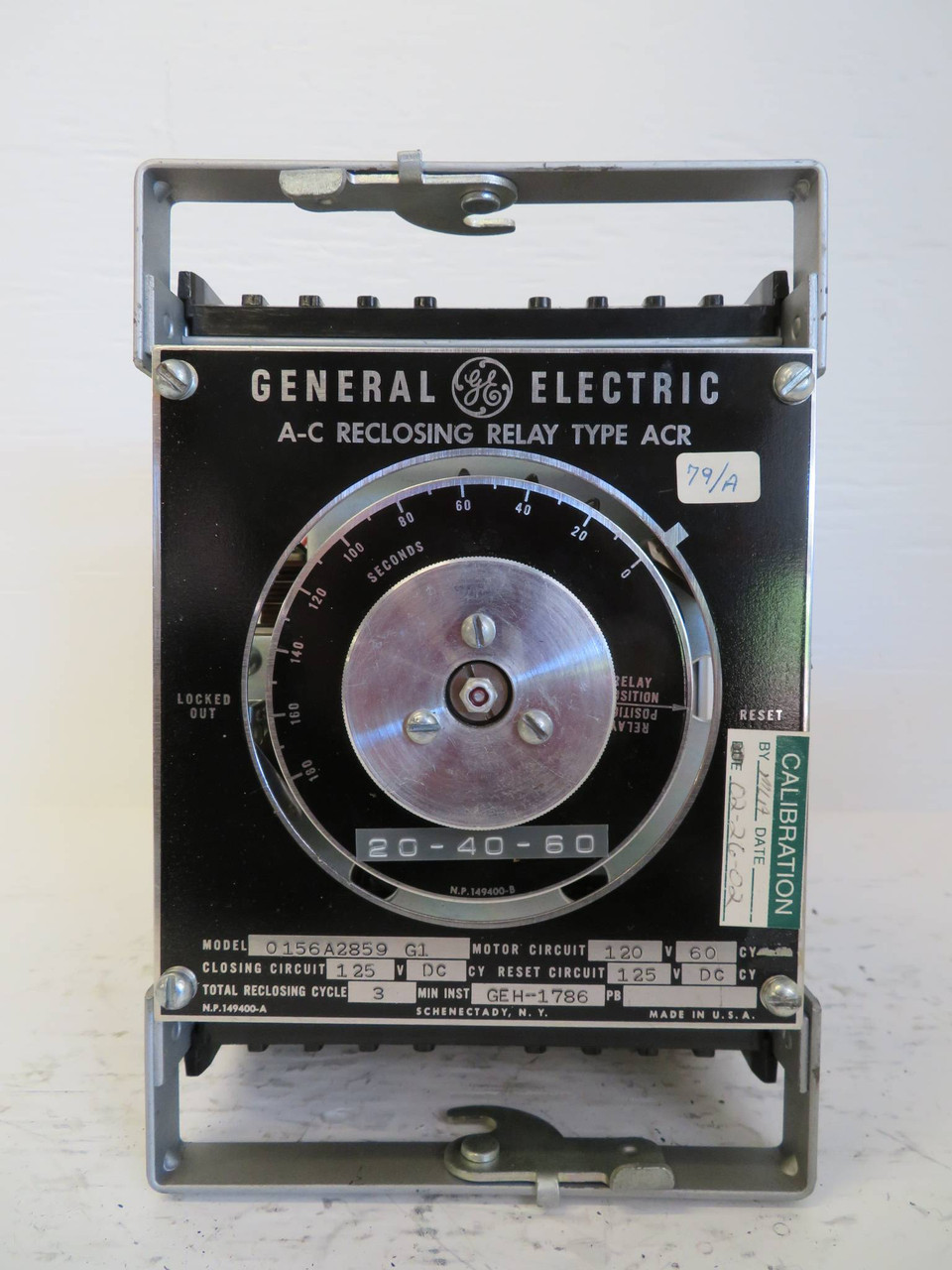 General Electric A-C Reclosing Relay 0156A2859 Type ACR GE 120V 12ACR AC (NP2317-1)