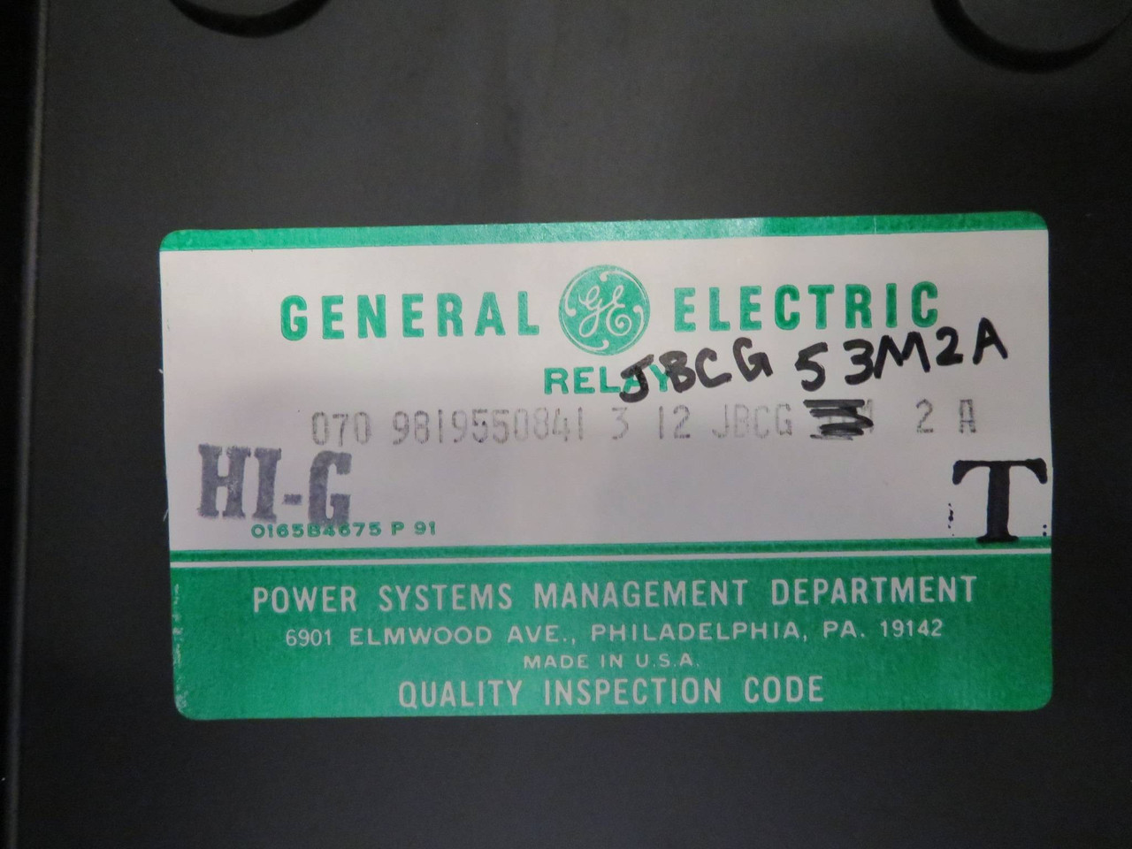 General Electric 12JBCG53M2A Ground Directional Overcurrent Relay GE 120V JBCG (NP2322-1)