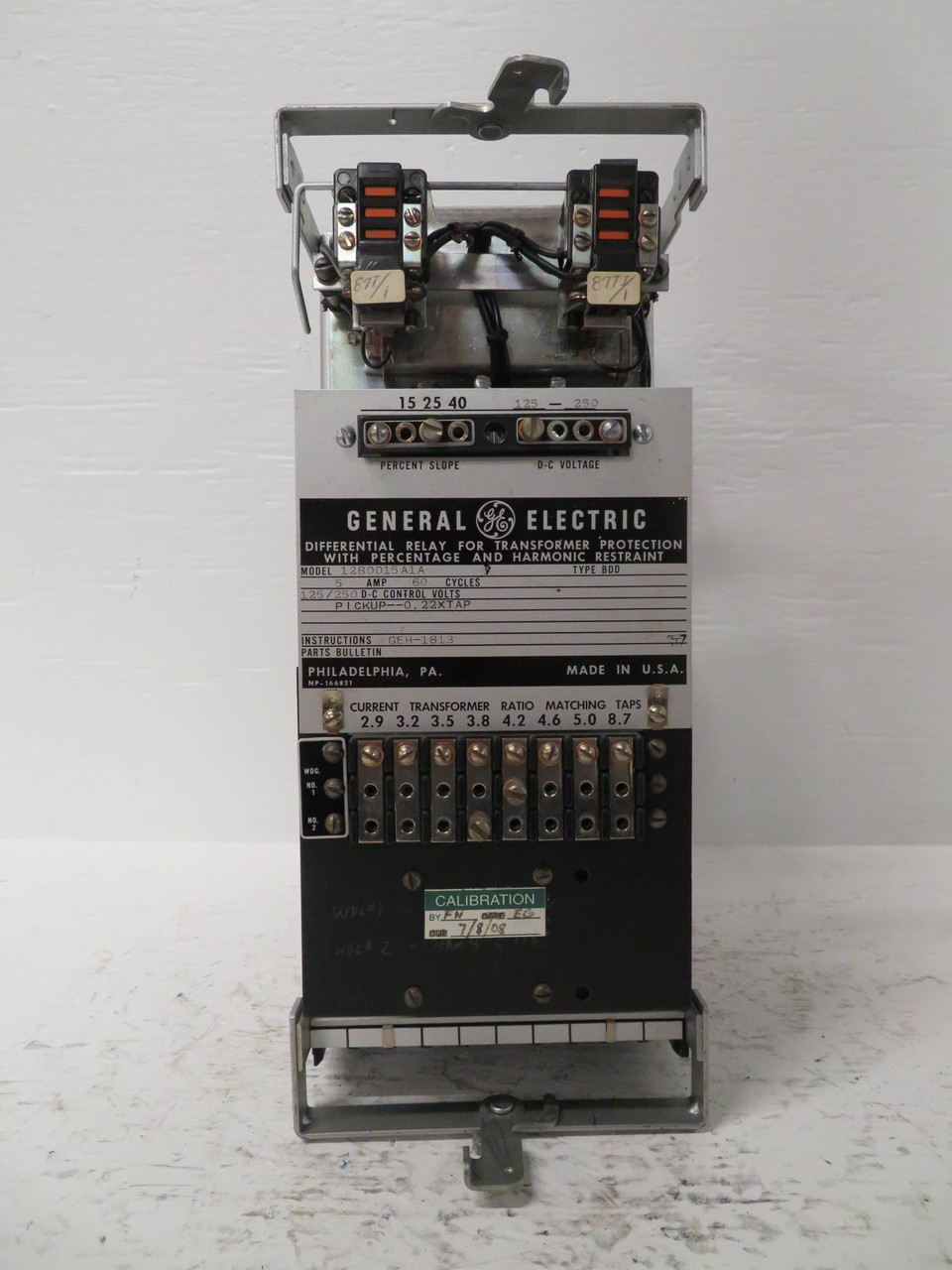 GE 12BDD15A15A Differential Relay Transformer Protection Harmonic Restraint BDD (NP2325-4)