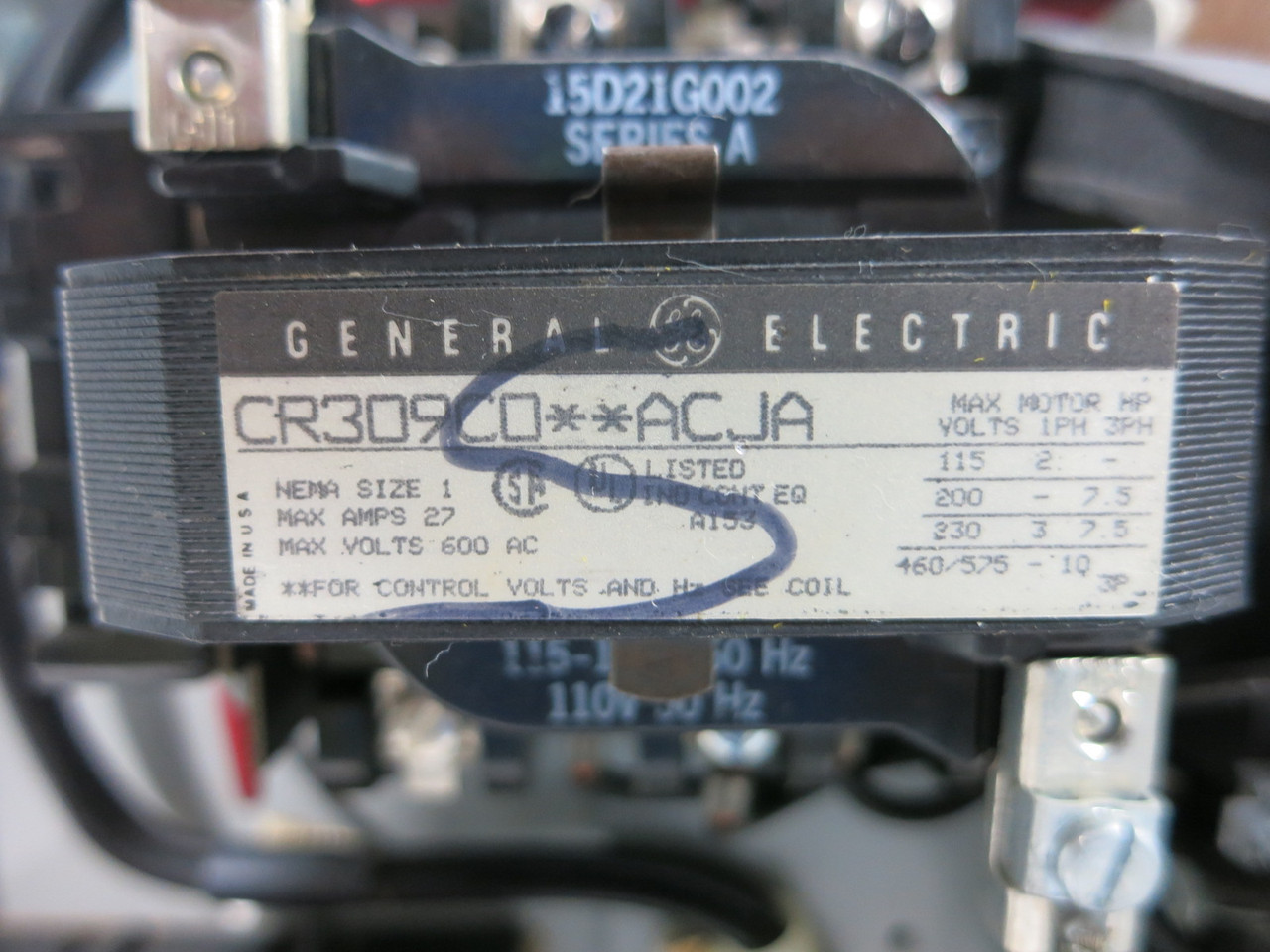 GE 8000 FVR Size 1 Reversing Starter 30 Amp Fusible 18" MCC Bucket CR309CO**ACJA (TK4948-12)