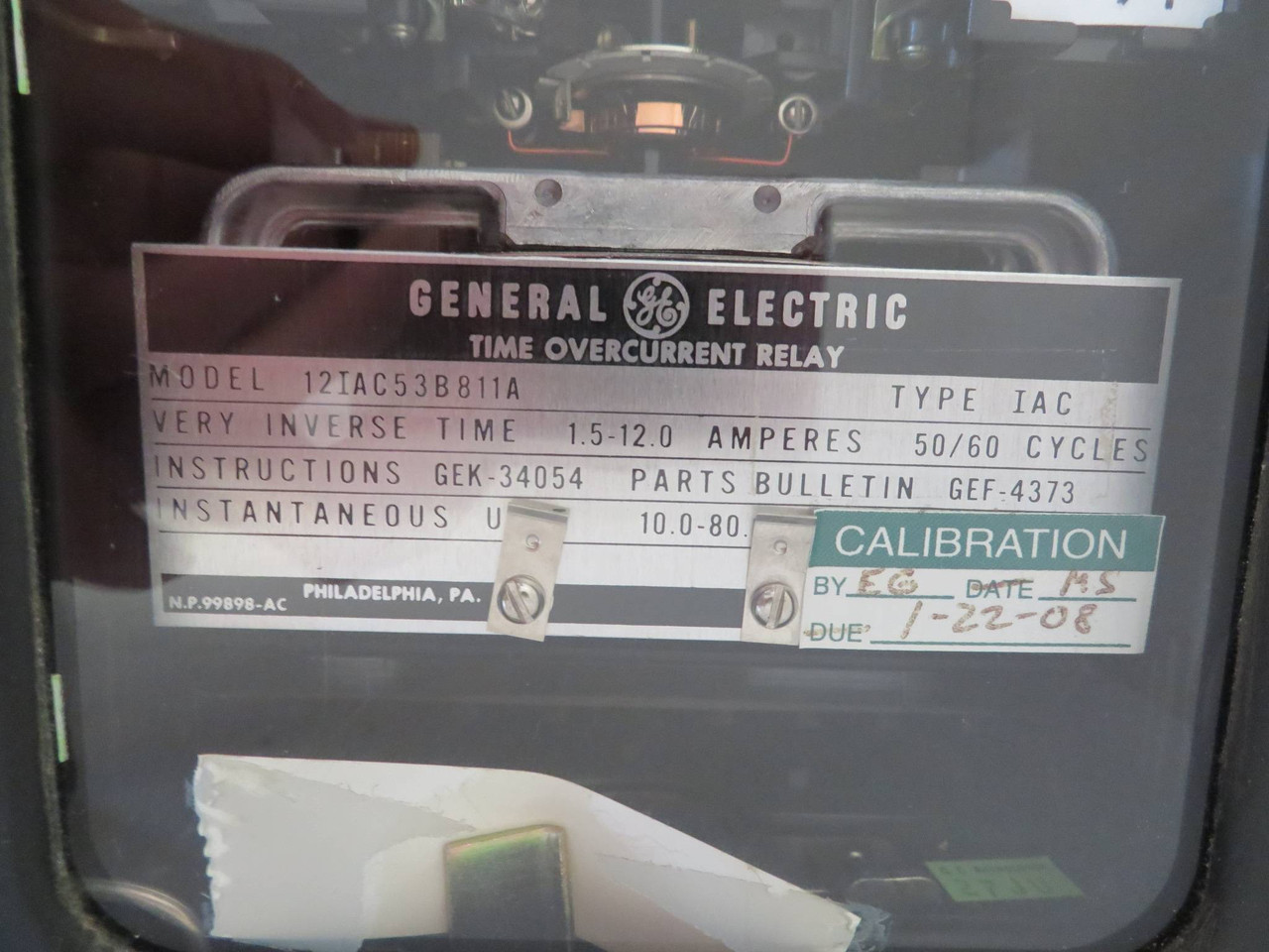 General Electric 12IAC53B811A Time Overcurrent Relay IAC 53B811A GE 60Hz (NP2335-17)