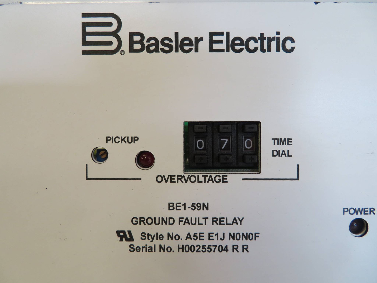 Basler Electric BE1-59N Ground Fault Relay A5E E1J N0N0F Solid BE159N A5EE1J BEI (NP2369-1)