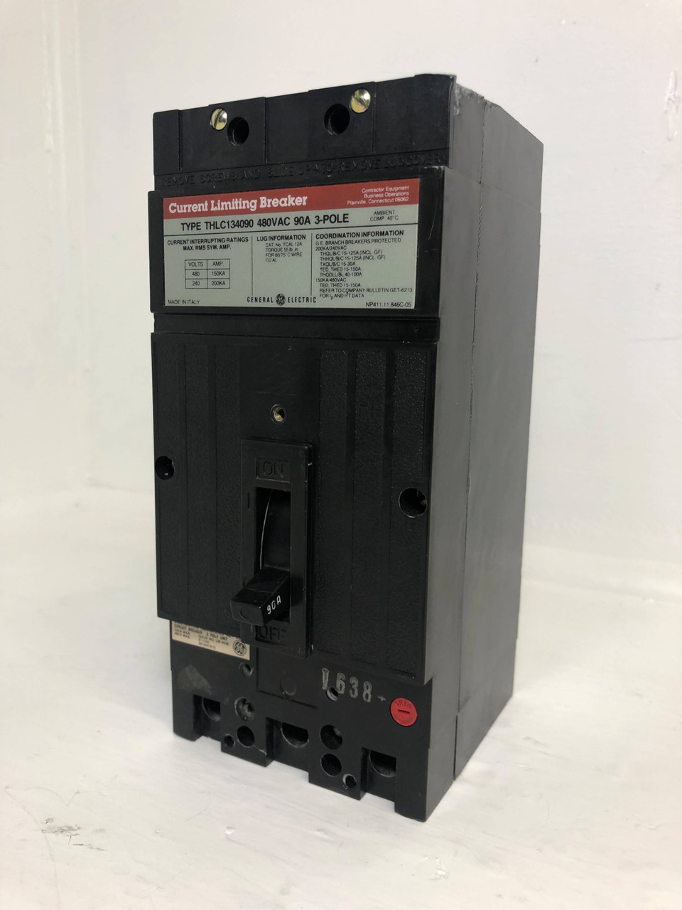 GE THLC134090 150A Current Limiting Circuit Breaker 90 Amp Trip General Electric (EM3548-1)