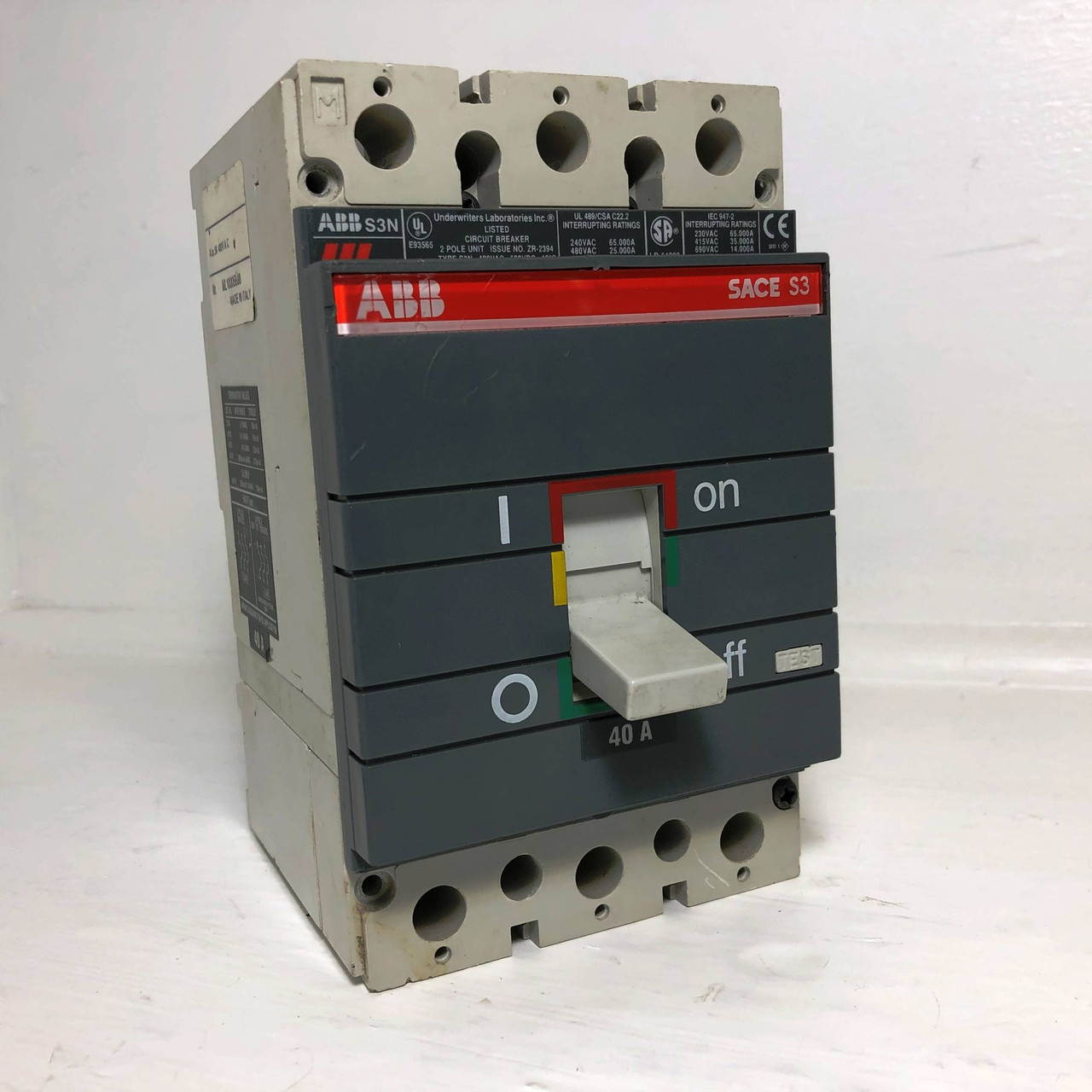 ABB Type S3N SACE S3 40A 2 Pole Circuit Breaker 25kA @ 480 VAC 2P 40 Amp (EM3557-2)