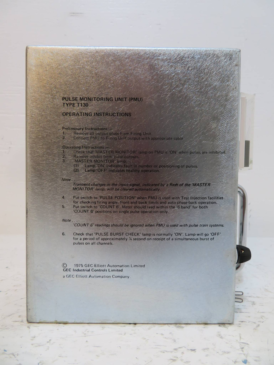 GEC Pulse Monitor Unit Type T130 PMU T-130 0-10 PLC Module Monitoring P-M-U (NP2426-1)