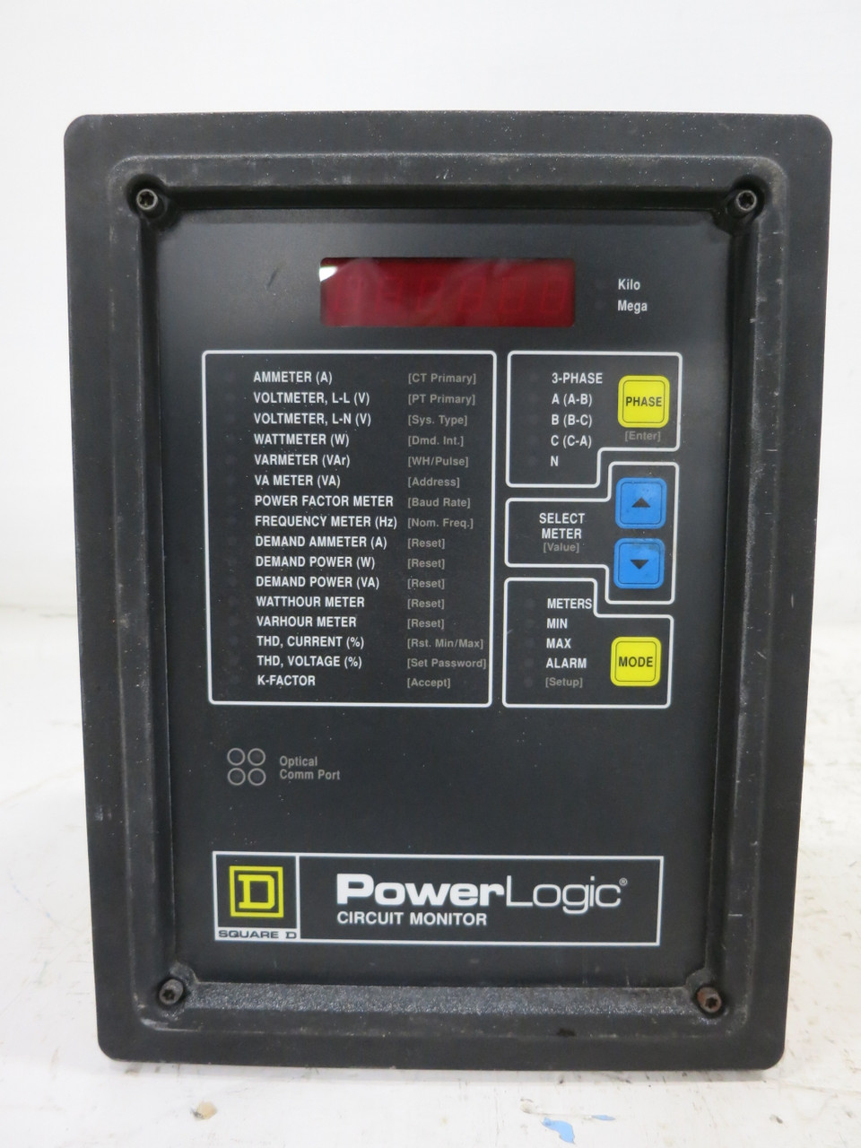 Square D PowerLogic 3020-CM-2350 Circuit Monitor w/ IOM-4411-20 I/O Module (DW1536-1)
