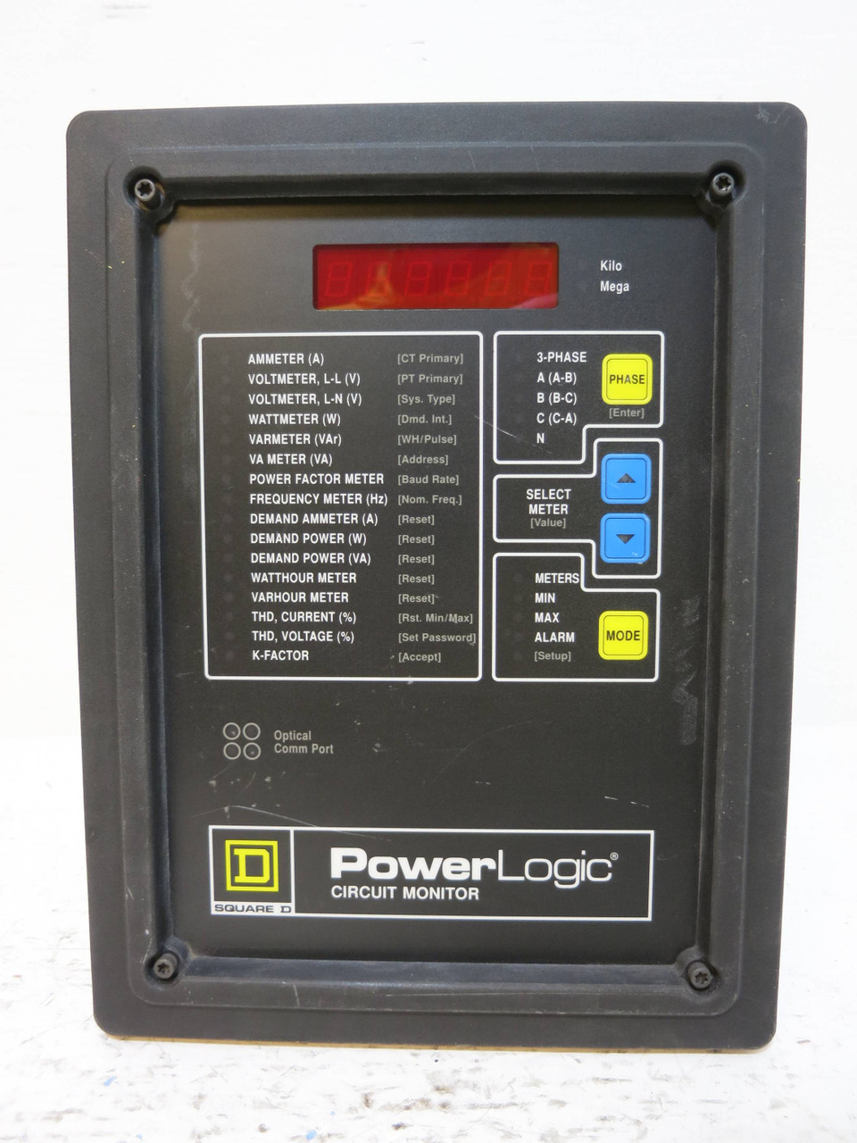 Square D PowerLogic 3020-CM-2250 Circuit Monitor w/ 3090-VPM-277-C1 Power Module (DW1538-9)