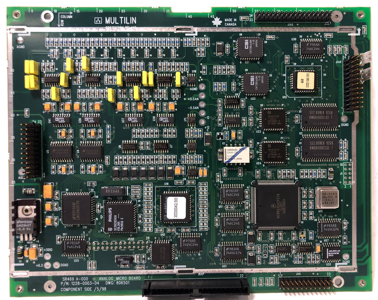 GE Multilin 1228-0003-D4 Analog Micro Board SR469 A-000 806501 General Electric (EM3608-1)