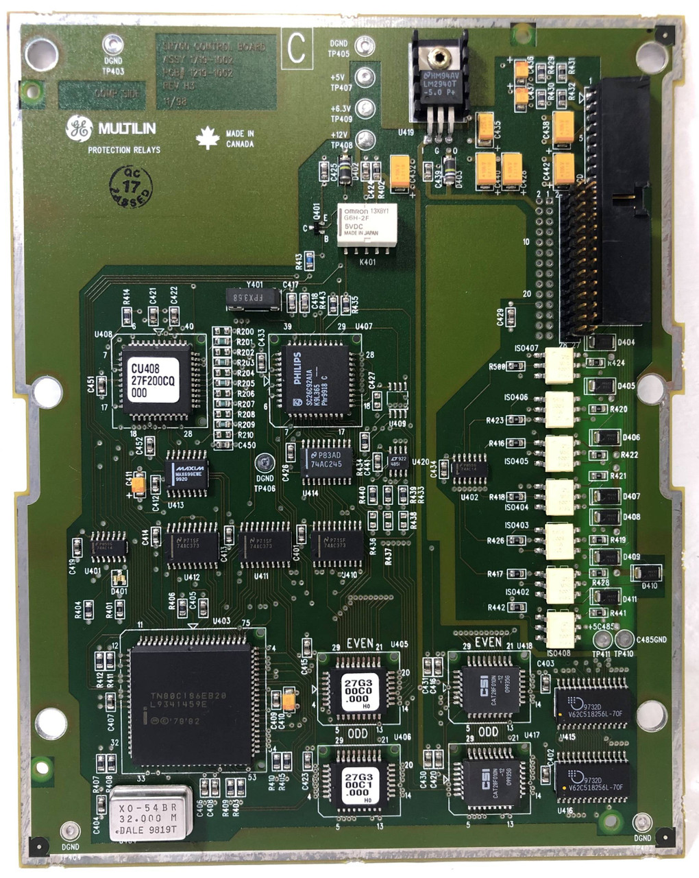 GE Multilin 1219-1002 SR760 Control Board Protection Relay Rev. H3 1719-1002 (EM3604-1)