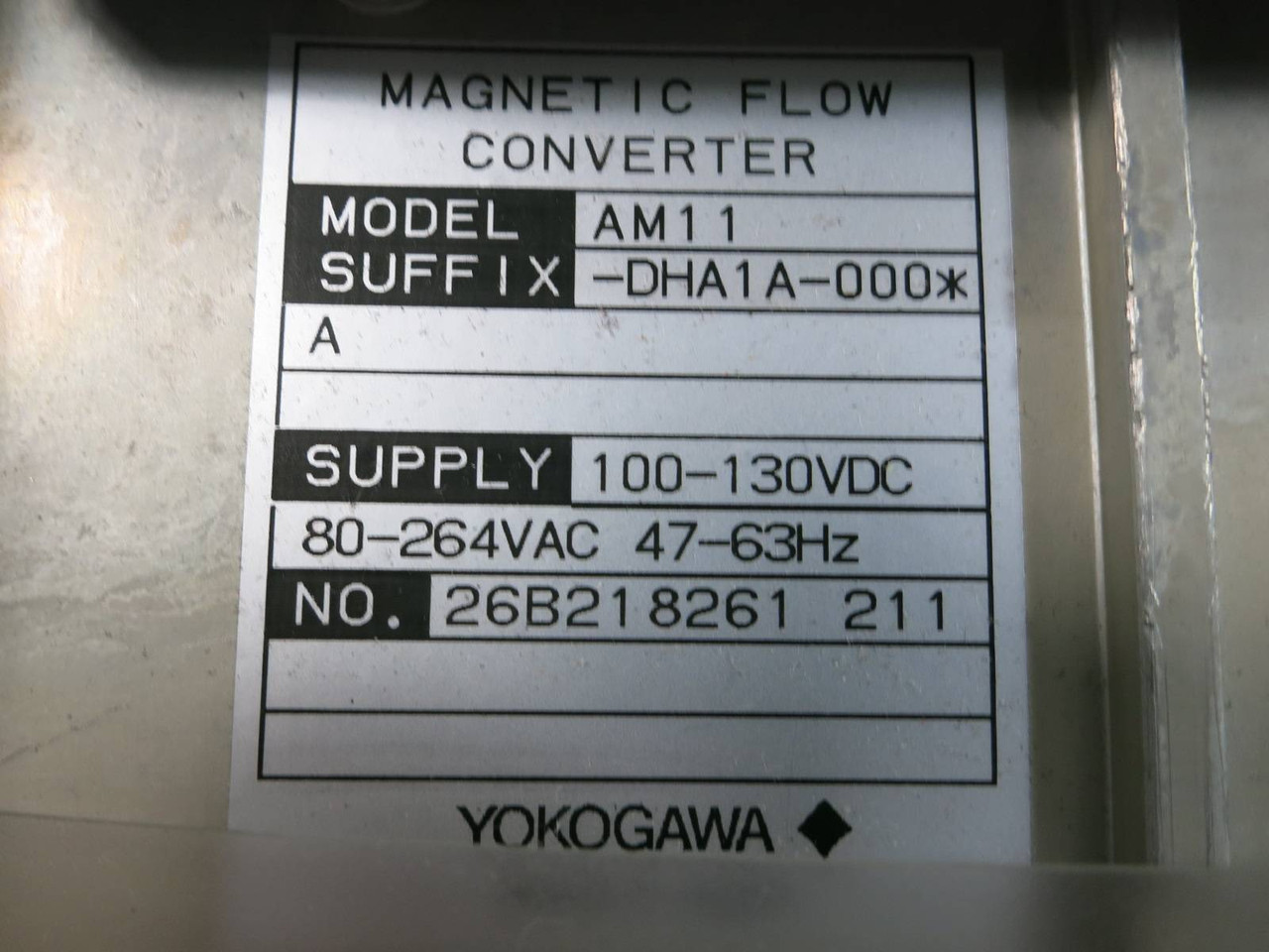 Yokogawa AM11-DHA1A-000*A ADMAG Magnetic Flow Converter 100-130 Vdc / 80-264 Vac (TK5117-4)