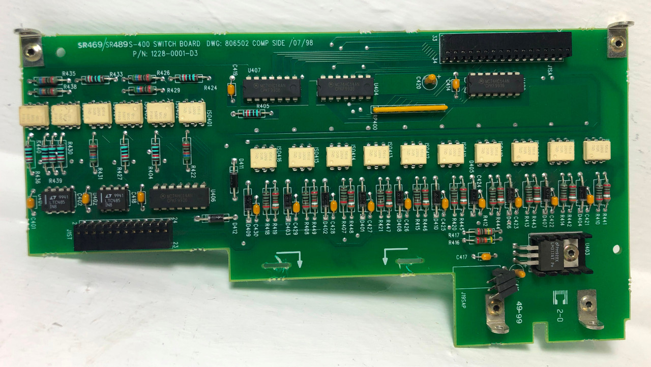 GE Multilin 1228-0001-D3 S-400 Switch Board SR469 / SR489 DWG 806502 Rev. D3 (EM3632-5)