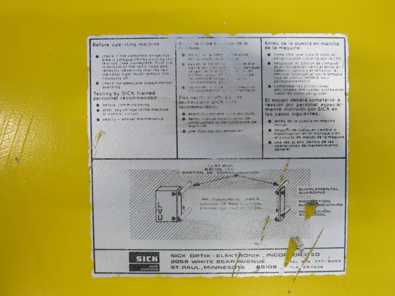 SICK LVU1106-2231 Safety Light Curtain 120V 50VA 1080mm LVU11062231 Optik (DW1577-1)