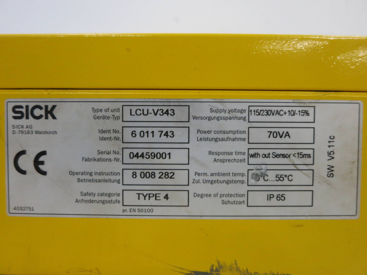 SICK Optic LCU-V343 Safety Sensor Controller Light Curtain Control LCUV343 (DW1579-3)