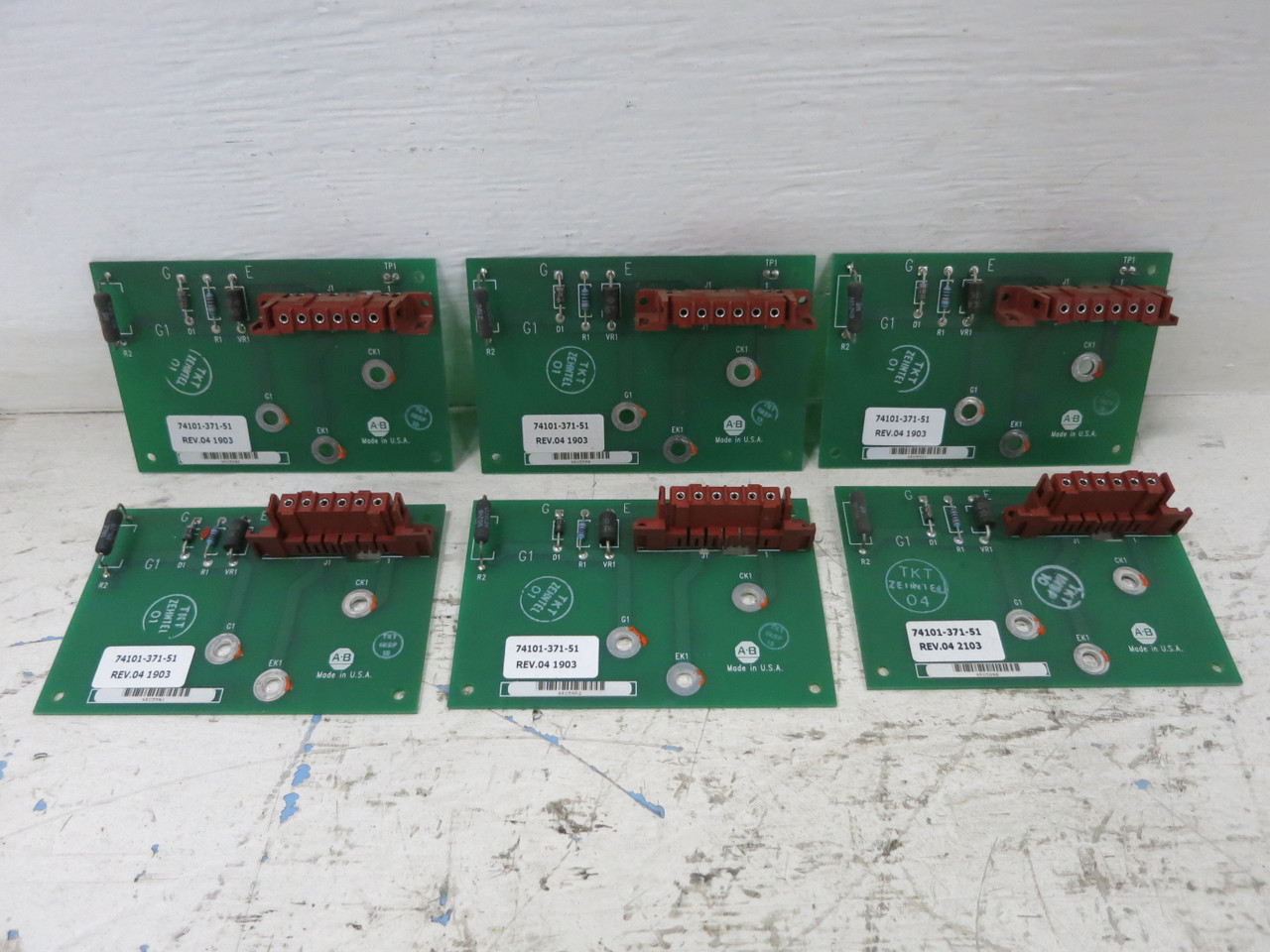 Image of Allen Bradley 374101-371-51 Rev 04 AC Drive PLC Circuit Board AB 1336 (LOT OF 6)