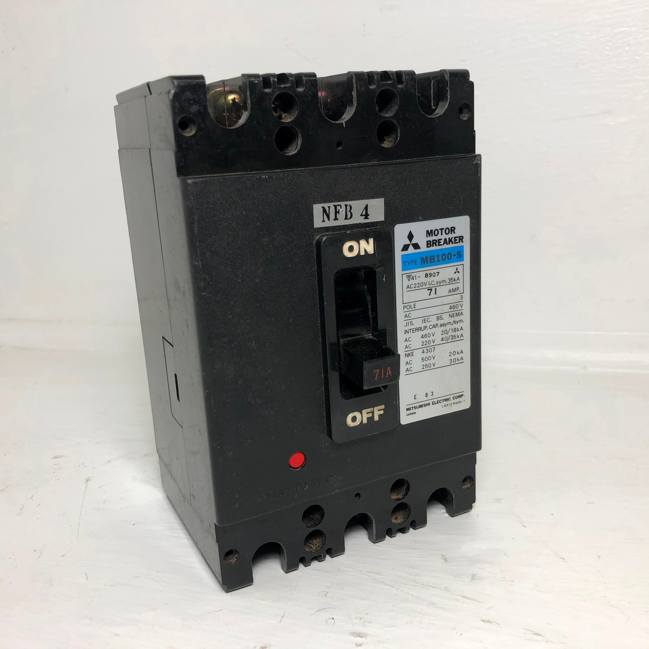 Image of Mitsubishi MB100-S 71A Motor Circuit Breaker Type MB100S 3 Pole 460 VAC 71 Amp