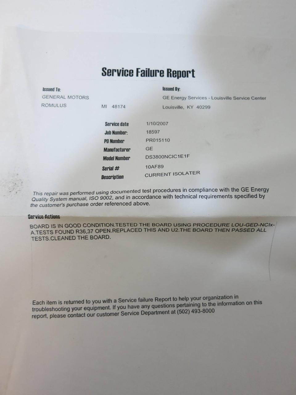 Refurbished GE DS3800NCIC1E1F Current Isolator Mark IV PLC Board Speedtronic (DW1675-1)