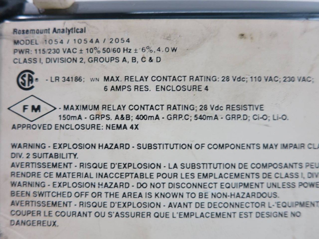 Rosemount Analytical 1054APH pH Analyzer Model 1054-A 115V Fisher Rosemount (TK5280-1)