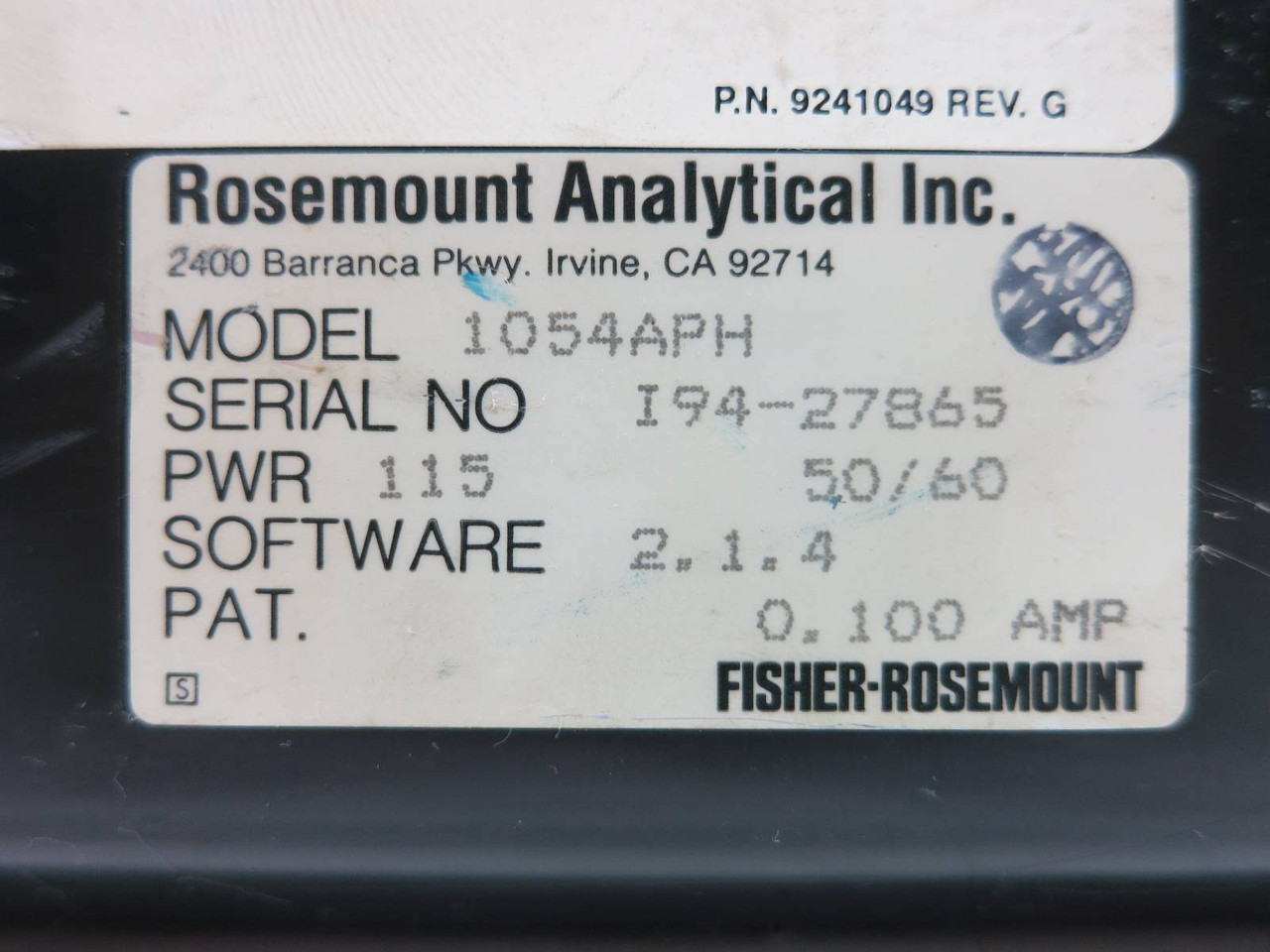 Rosemount Analytical 1054APH pH Analyzer Model 1054-A 115V Fisher Rosemount (TK5280-1)