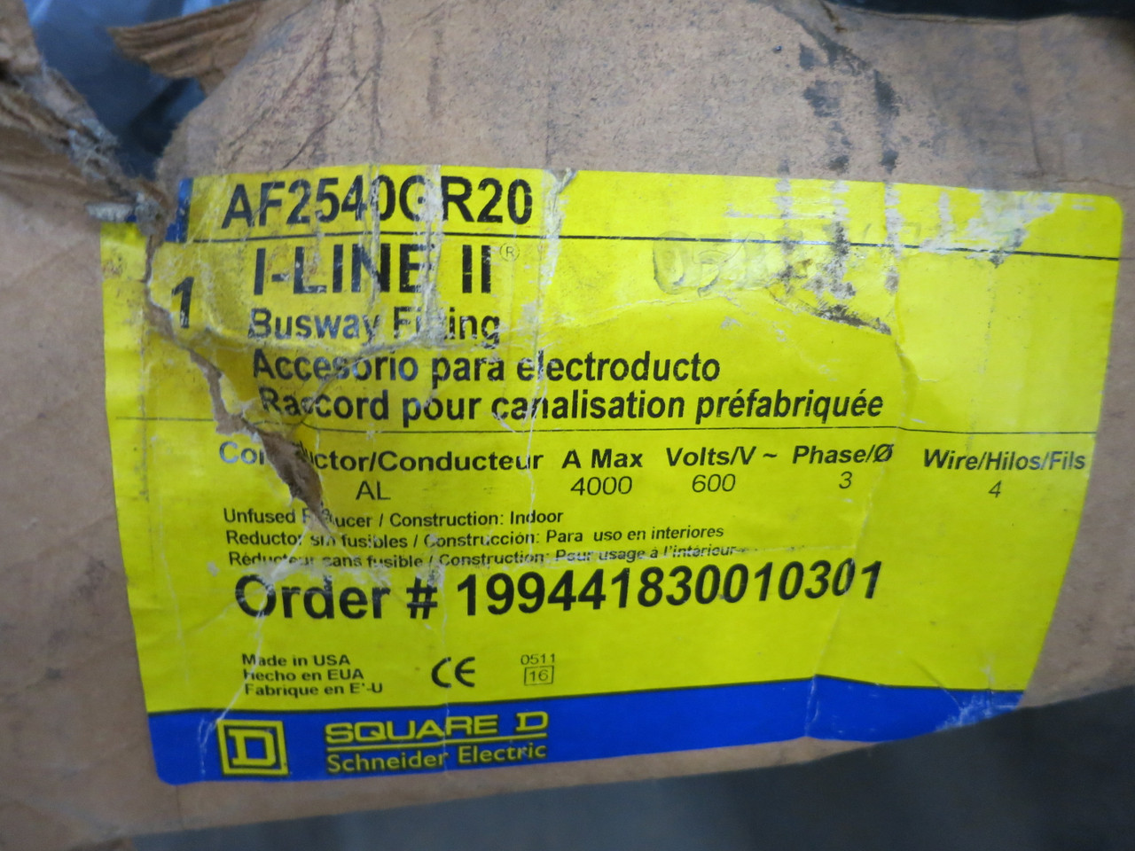 NEW Square D AF2540GR20 4000 to 2000 Amp Reducer I-Line II Feeder Busway 3Ph 4W (DW1684-1)