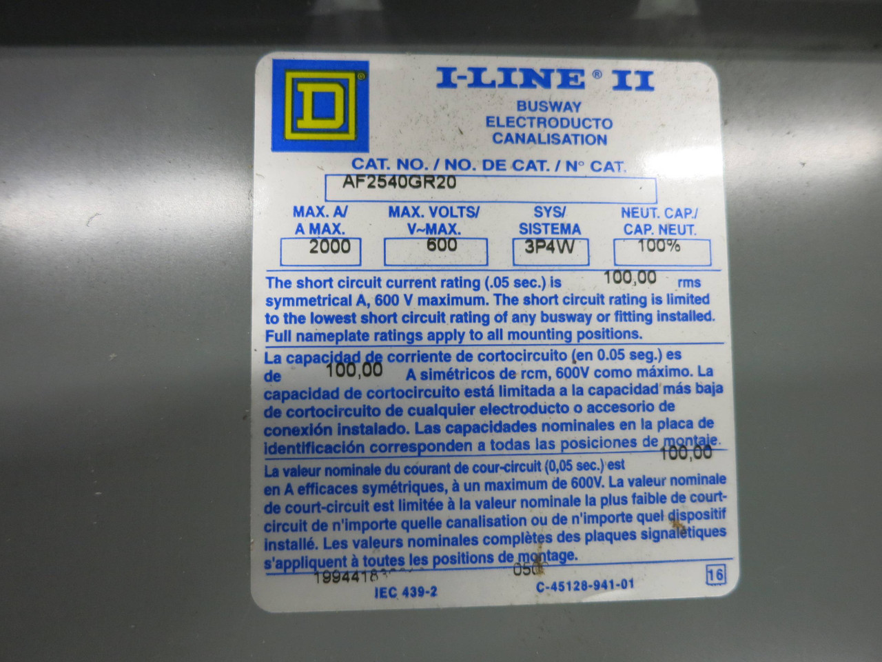 NEW Square D AF2540GR20 4000 to 2000 Amp Reducer I-Line II Feeder Busway 3Ph 4W (DW1684-1)