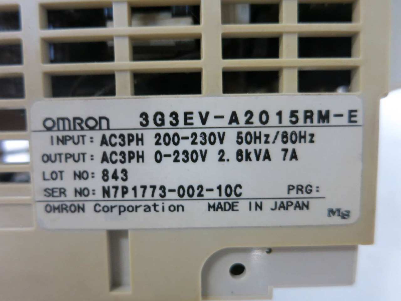 Omron Sysdrive 3G3EV-A2015RM-E 3G3EV Inverter Drive 1.5kW 7A 2.6kVA 230Vac (TK5289-18)